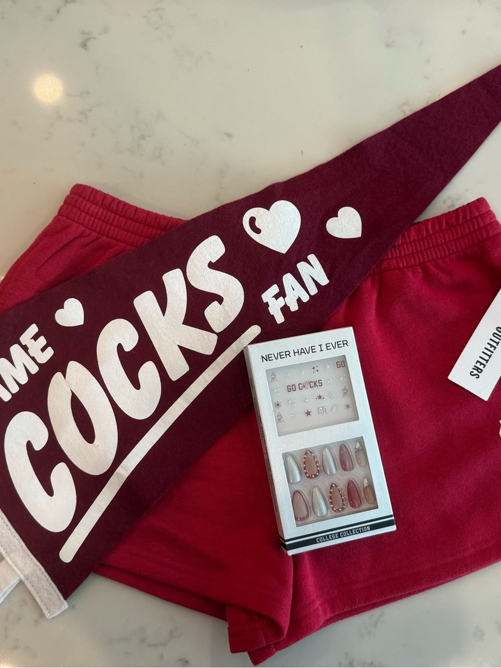 Garnet 'gamecocks Fan' Pennant & Maroon Shorts Set XS
